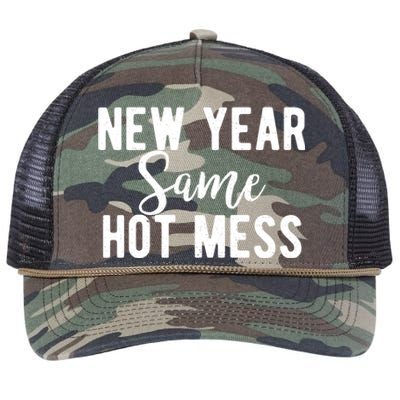 New Year Same Hot Mess Resolutions Workout Funny Party Funny Gift Retro Rope Trucker Hat Cap