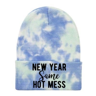 New Year Same Hot Mess Resolutions Workout Funny Party Funny Gift Tie Dye 12in Knit Beanie