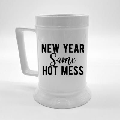 New Year Same Hot Mess Resolutions Workout Funny Party Funny Gift Beer Stein