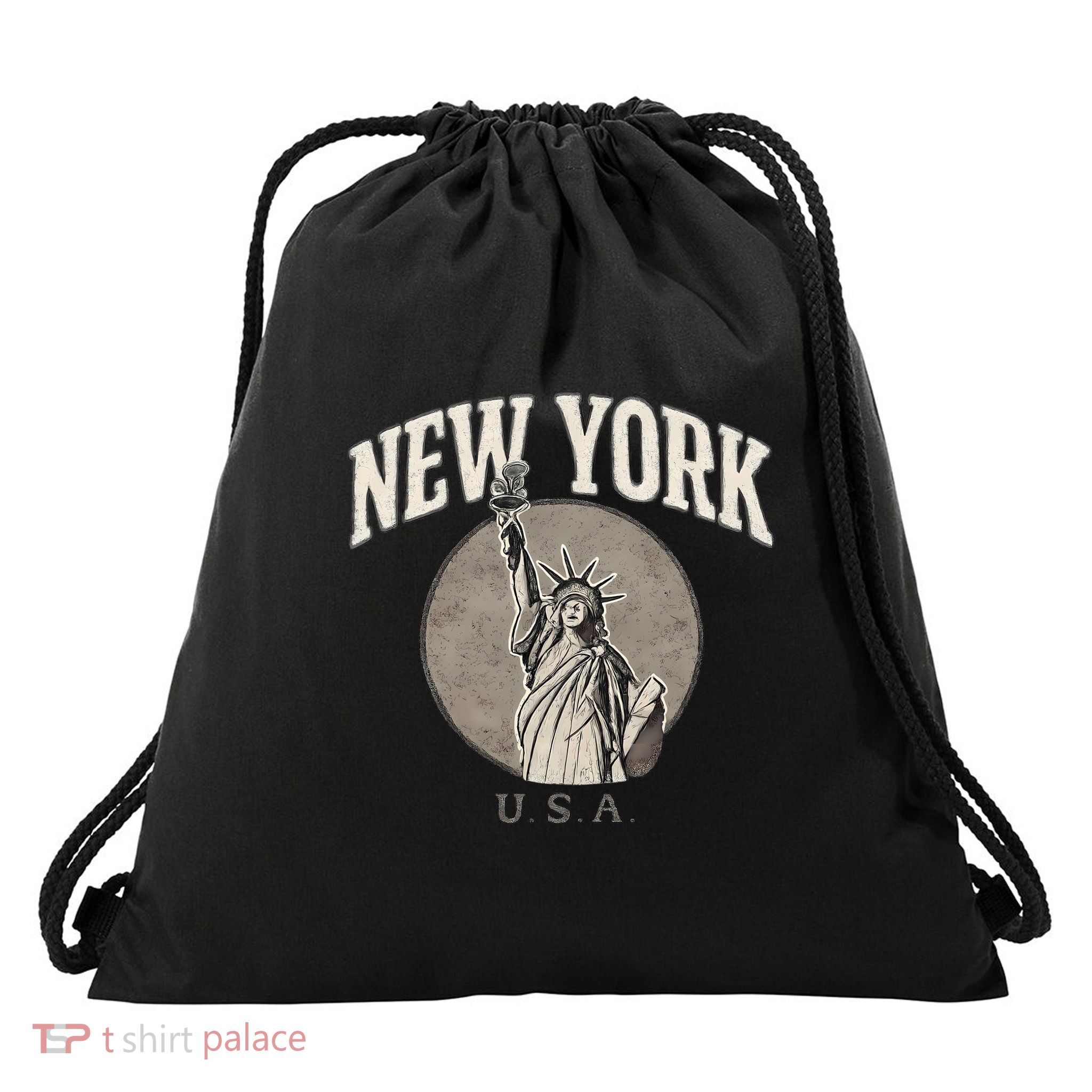 New York Statue of Liberty Artwork Drawstring Bag