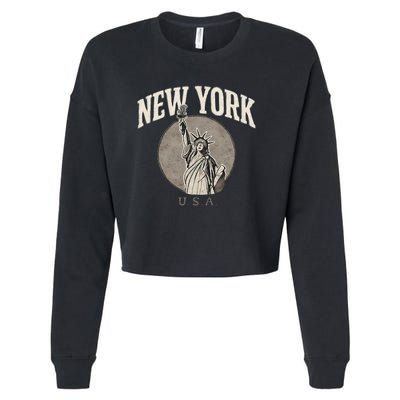 New York Statue of Liberty Artwork Cropped Pullover Crew