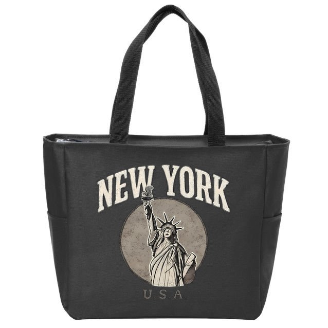 New York Statue of Liberty Artwork Zip Tote Bag