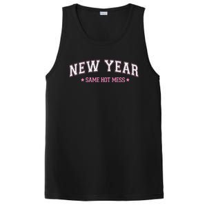 New Year Same Hot Mess Varsity Letters New Year 2024 Cute Gift PosiCharge Competitor Tank