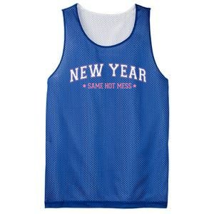 New Year Same Hot Mess Varsity Letters New Year 2024 Cute Gift Mesh Reversible Basketball Jersey Tank