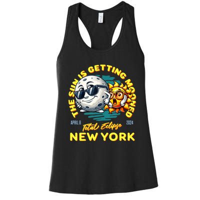 New York Solar Eclipse Apr 8 2024 Sun Is Getting Mooned Women's Racerback Tank