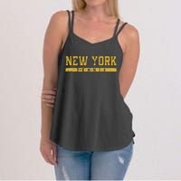 New York Tennis Yellow Vintage Text Women's Strappy Tank