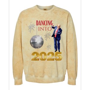 New Year Trump Dancing 2025 Maga Funny Party Countdown Colorblast Crewneck Sweatshirt