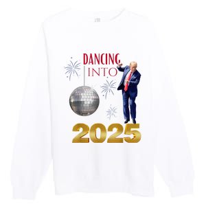 New Year Trump Dancing 2025 Maga Funny Party Countdown Premium Crewneck Sweatshirt