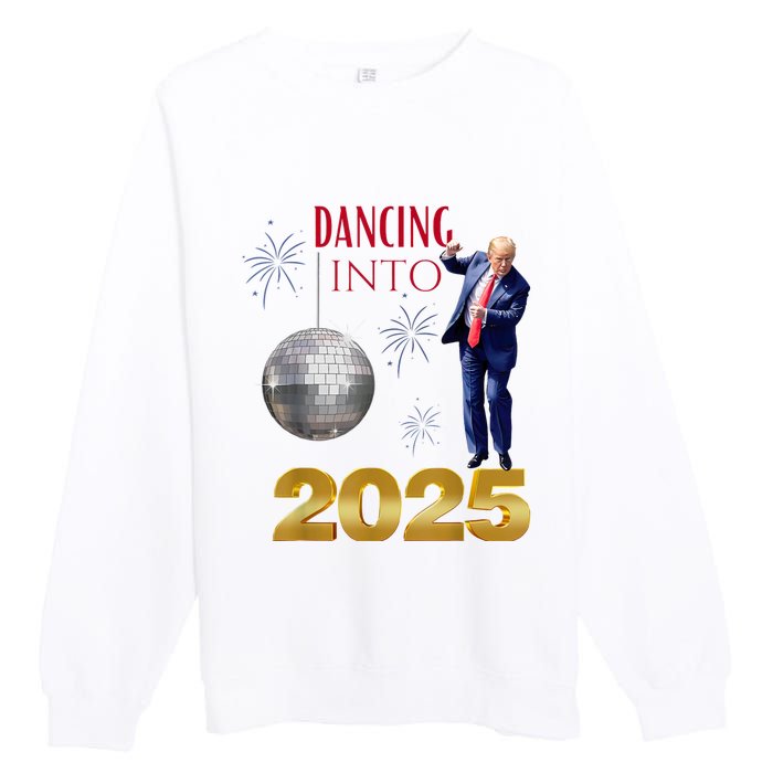 New Year Trump Dancing 2025 Maga Funny Party Countdown Premium Crewneck Sweatshirt