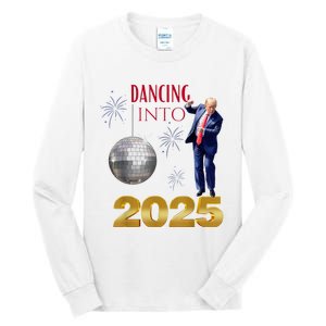 New Year Trump Dancing 2025 Maga Funny Party Countdown Tall Long Sleeve T-Shirt