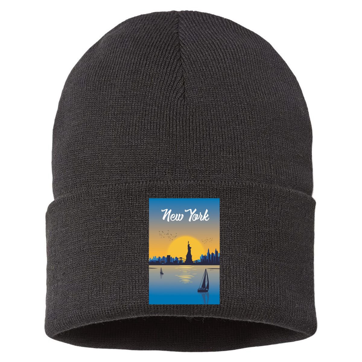 New York Travel Poster Sustainable Knit Beanie