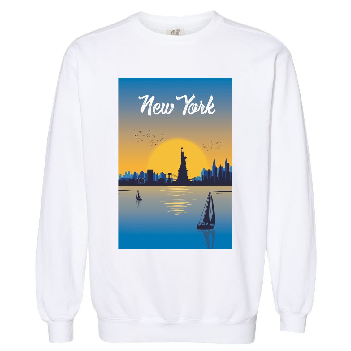 New York Travel Poster Garment-Dyed Sweatshirt