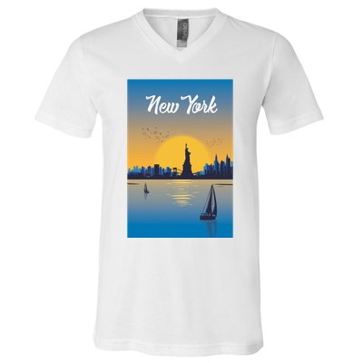 New York Travel Poster V-Neck T-Shirt