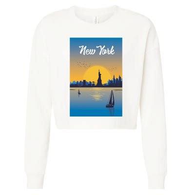 New York Travel Poster Cropped Pullover Crew