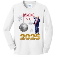 New Year Trump Dancing 2025 Maga Funny Party Countdown Kids Long Sleeve Shirt