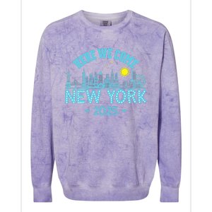 New York Trip 2025 Here We Come Matching Family Vacation Colorblast Crewneck Sweatshirt