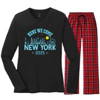 New York Trip 2025 Here We Come Matching Family Vacation Women's Long Sleeve Flannel Pajama Set 