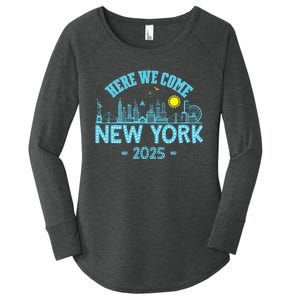 New York Trip 2025 Here We Come Matching Family Vacation Women's Perfect Tri Tunic Long Sleeve Shirt