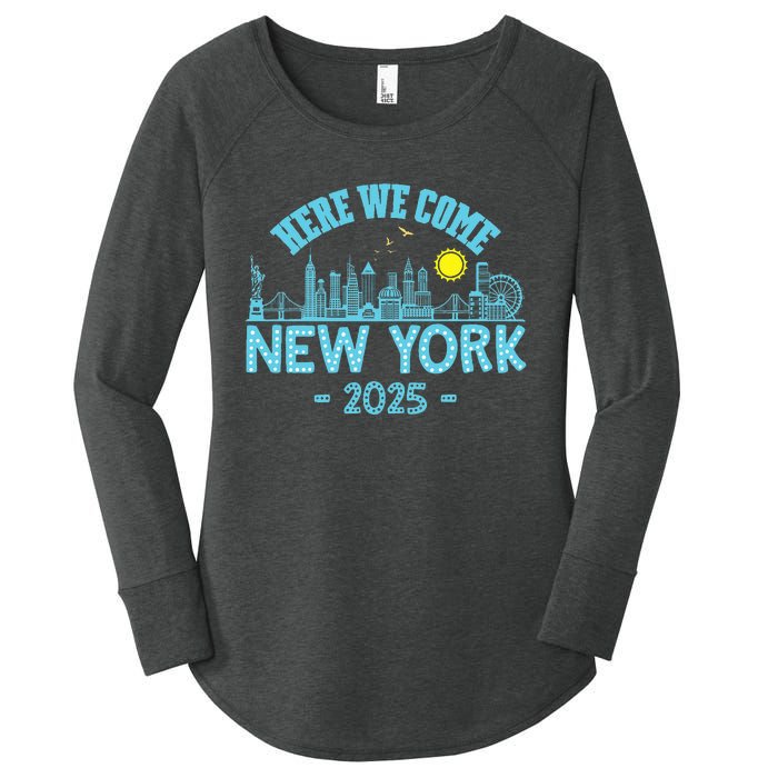 New York Trip 2025 Here We Come Matching Family Vacation Women's Perfect Tri Tunic Long Sleeve Shirt