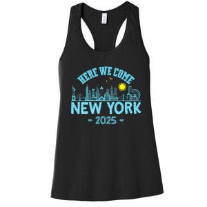 New York Trip 2025 Here We Come Matching Family Vacation Women's Racerback Tank