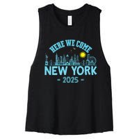 New York Trip 2025 Here We Come Matching Family Vacation Women's Racerback Cropped Tank