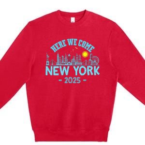 New York Trip 2025 Here We Come Matching Family Vacation Premium Crewneck Sweatshirt