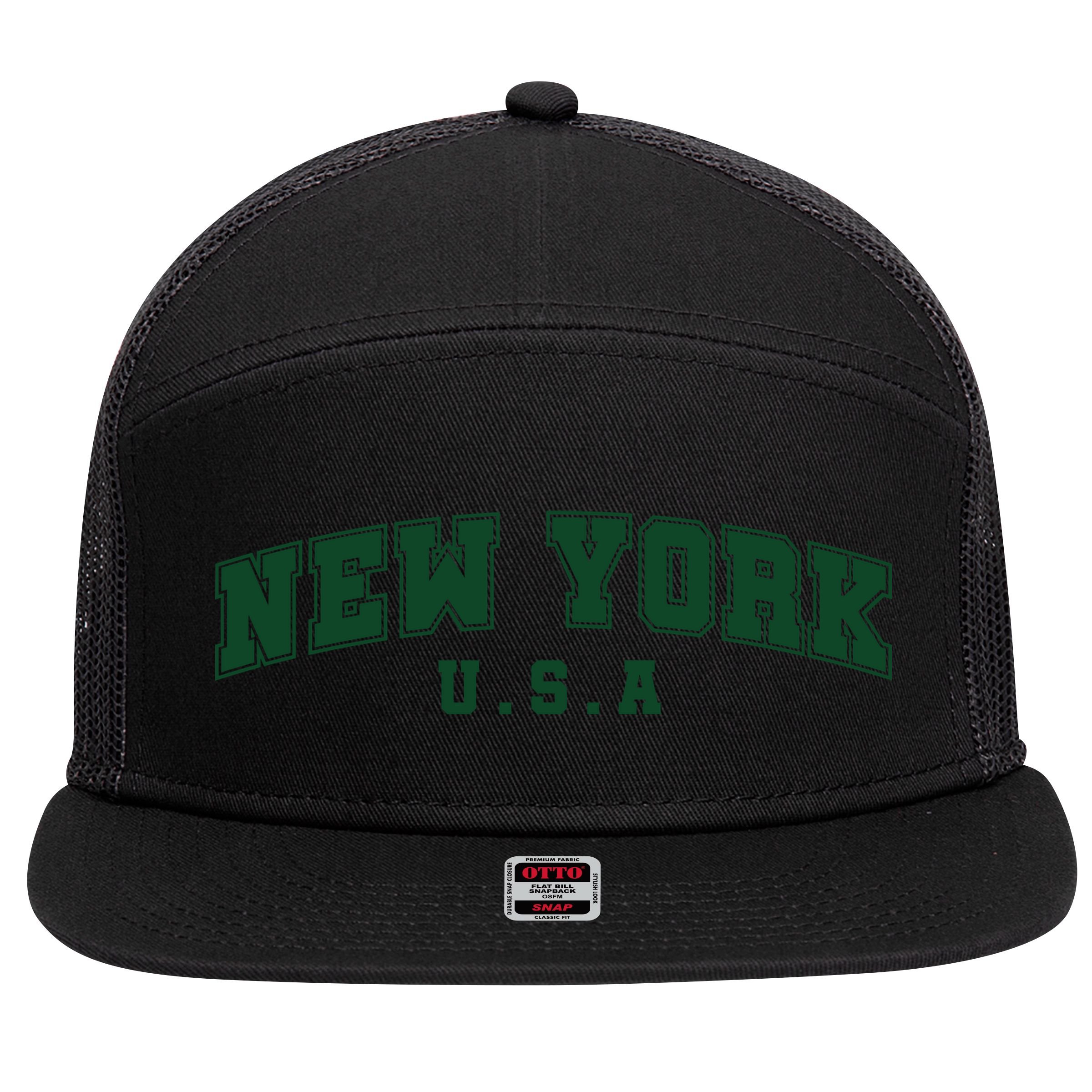 New York USA 7 Panel Mesh Trucker Snapback Hat