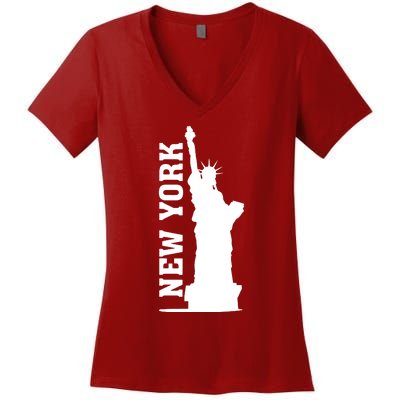 New York Usa Statue Of Liberty Women's V-Neck T-Shirt