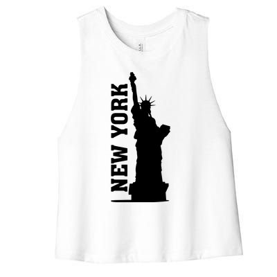 New York Usa Statue Of Liberty Women's Racerback Cropped Tank