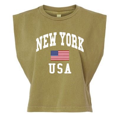 New York Usa Flag Classic Garment-Dyed Women's Muscle Tee