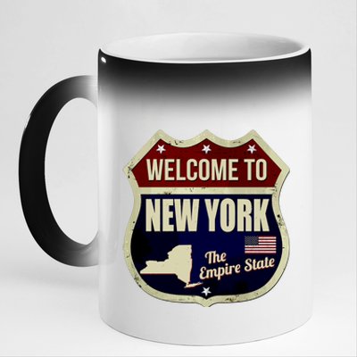 New York Vintage Metal Road Sign Logo 11oz Black Color Changing Mug