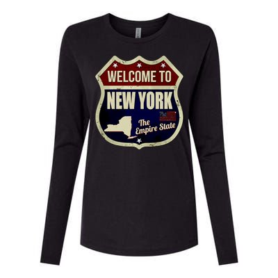 New York Vintage Metal Road Sign Logo Womens Cotton Relaxed Long Sleeve T-Shirt