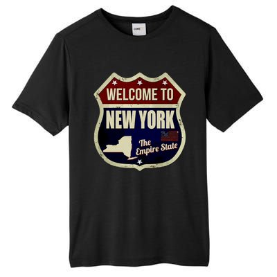 New York Vintage Metal Road Sign Logo Tall Fusion ChromaSoft Performance T-Shirt