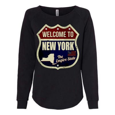 New York Vintage Metal Road Sign Logo Womens California Wash Sweatshirt