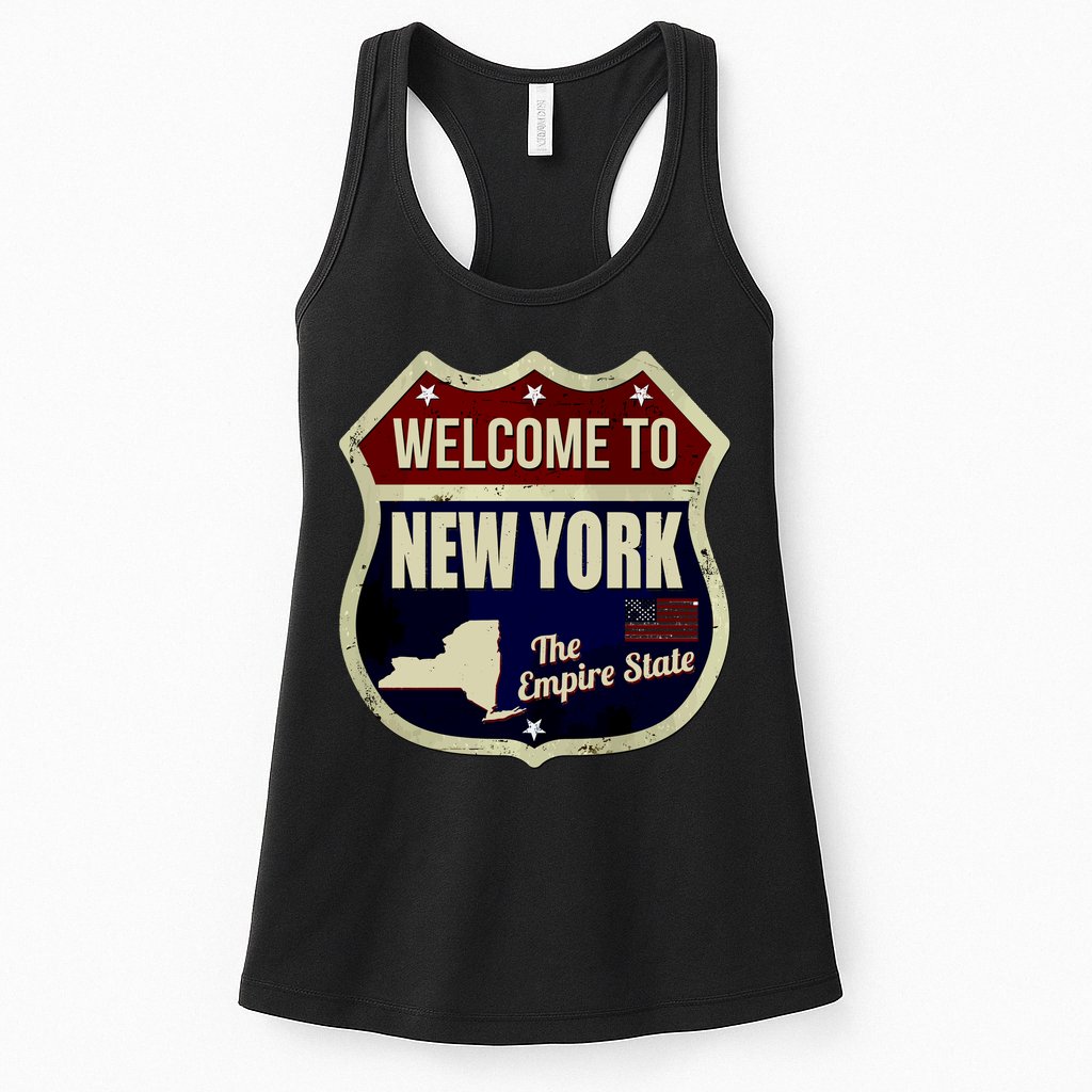 New York Vintage Metal Road Sign Logo Womens Tank Top