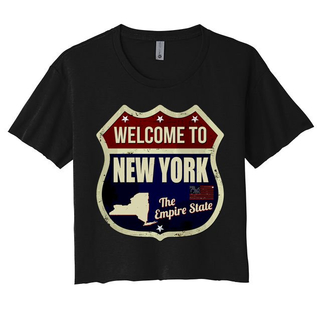 New York Vintage Metal Road Sign Logo Crop Top