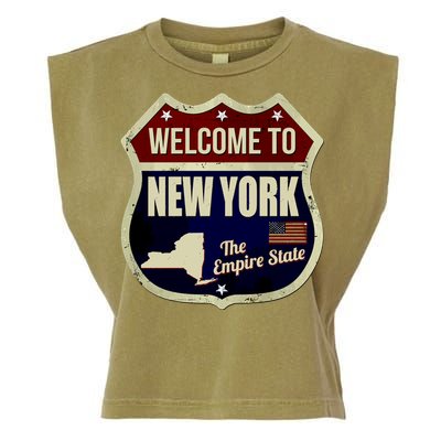 New York Vintage Metal Road Sign Logo Garment-Dyed Women's Muscle Tee