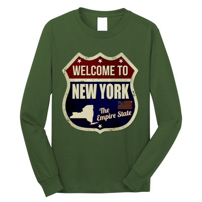 New York Vintage Metal Road Sign Logo Long Sleeve Shirt