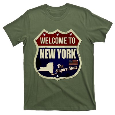 New York Vintage Metal Road Sign Logo T-Shirt