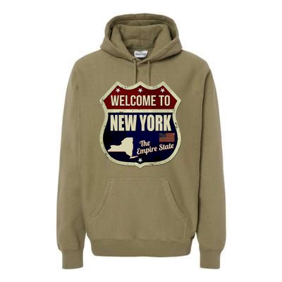 New York Vintage Metal Road Sign Logo Premium Hoodie