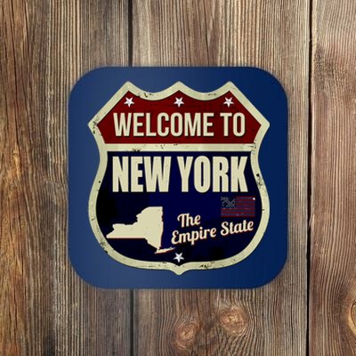 New York Vintage Metal Road Sign Logo Coaster