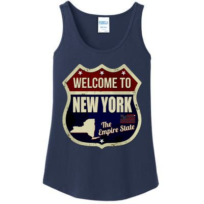 New York Vintage Metal Road Sign Logo Ladies Essential Tank