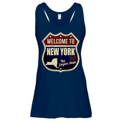 New York Vintage Metal Road Sign Logo Ladies Essential Flowy Tank