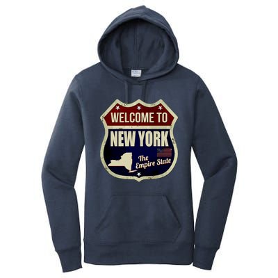 New York Vintage Metal Road Sign Logo Women's Pullover Hoodie