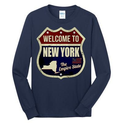 New York Vintage Metal Road Sign Logo Tall Long Sleeve T-Shirt