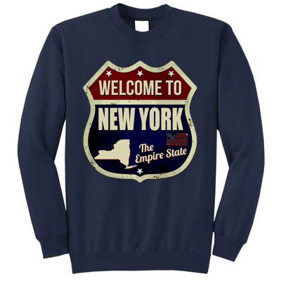 New York Vintage Metal Road Sign Logo Tall Sweatshirt