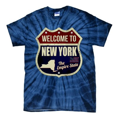 New York Vintage Metal Road Sign Logo Tie-Dye T-Shirt