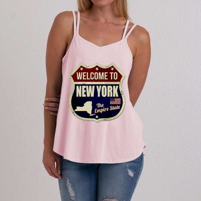 New York Vintage Metal Road Sign Logo Women's Strappy Tank