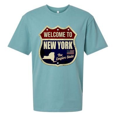 New York Vintage Metal Road Sign Logo Sueded Cloud Jersey T-Shirt