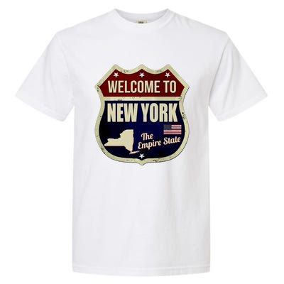 New York Vintage Metal Road Sign Logo Garment-Dyed Heavyweight T-Shirt